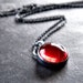 Scarlet Vintage Glass Oxidized Sterling Silver Necklace - Made to Order - Red Light