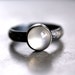 White Moonstone Ring, Snow White Gemstone Oxidized Sterling Silver Ring Metalsmithed - Made to Order - Specter