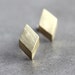 Geometric Modern Post Earrings, Brushed Golden Brass Diamond Sterling Silver Stud Earrings - Made to Order