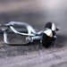 Black Spinel Earrings, Coal Black Stone Oxidized Sterling Silver Earrings Minimalist Geometric Simple - LBD