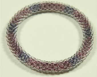 Multi-Purple Seed Bead Crochet Bangle - Ready to Ship