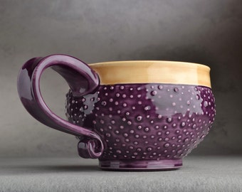 Dottie Mug: Made To Order Royal Purple & Mocha Dottie Soup/Cocoa Mug