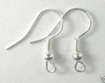 100-Silver Earring Hooks-1.8cm-nickel free- FREE stopper backs -(4B17)