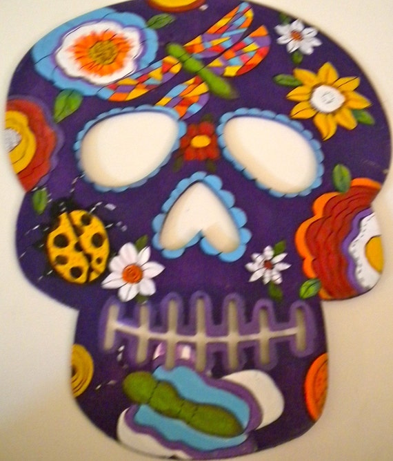 Day of the Dead Decorative Wood Skull