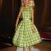 Handmade green & white checked dress for Fashion Dolls - ed171