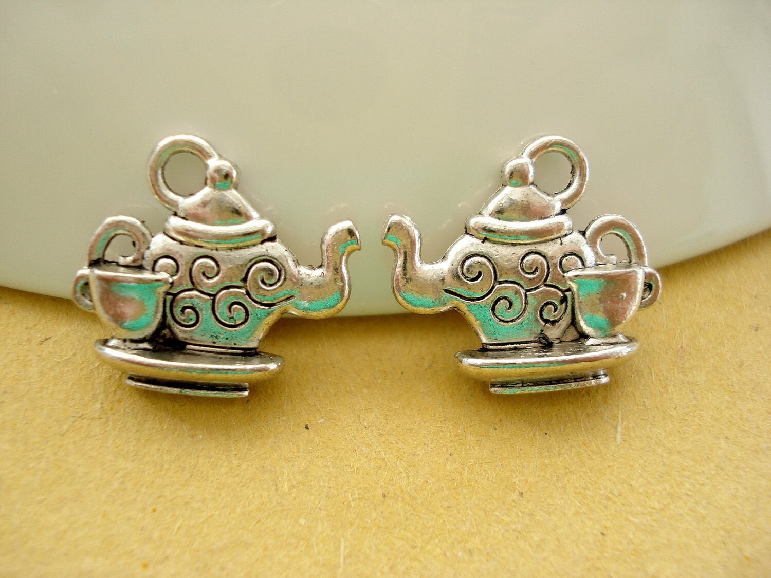 10 Cute Teapot Set Antiqued Silver Tone Charms by yooounique