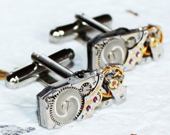 LONGINES Steampunk Cufflinks - Swiss Luxury Silver Vintage Watch Movement - MATCHING Men Steampunk Cufflinks Cuff Links Wedding Gift by TimeInFantasy steampunk buy now online