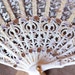 Antique 30's gold and cream hand painted lace fan