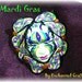 Hand sculpted polymer clay MARDI GRAS mask brooch or pin