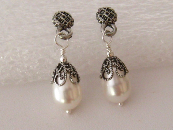Victorian Pearl Earrings Pearl Bridal Earrings: Victorian