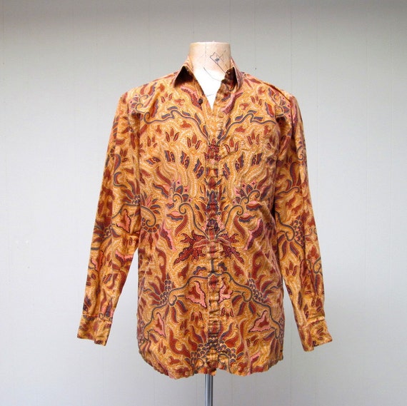 Vintage 1960s Batik  Shirt  Danar Hadi Indonesia  Large