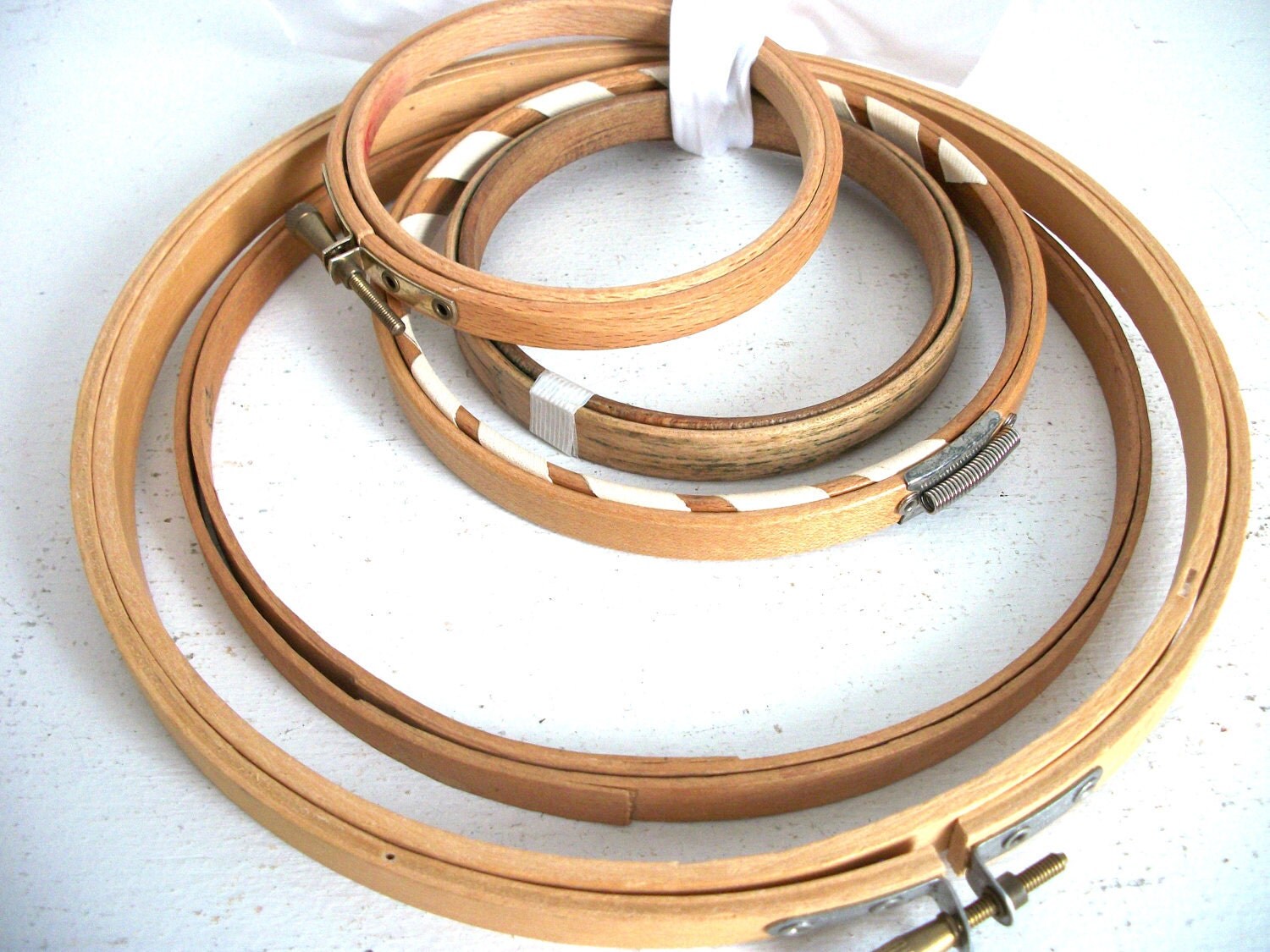 Vintage Wood Embroidery Hoops Set of 5