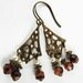 Red Berry Czech Glass and Pearls Earrings