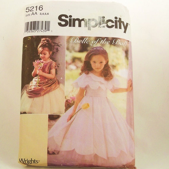 Flower Girl Dress Pattern Simplicity 5216 Uncut Size 3 6