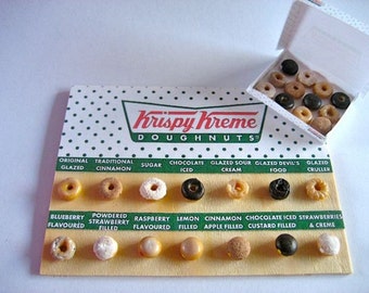 Dollhouse Miniature Food - Krispy Kreme Display with FREE 12 Donuts Box Set- 1/12 Scale