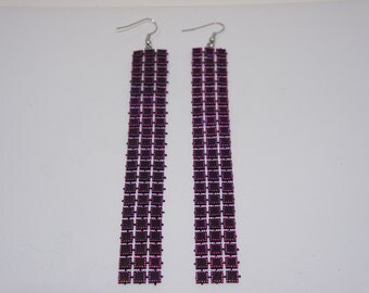 New 2015 Style 5 Inch Pink and Black Dangling Earrings