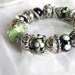 green bracelet, large beads, green beaded bracelet, lampwork bracelet