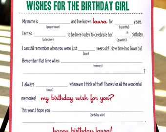 MAD LIBS BIRTHDAY edition Cupcake digital file by BlushNotes