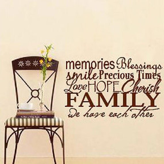 Items similar to Family Collage Vinyl Lettering wall words graphics
