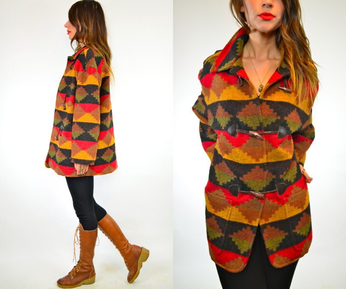 southwestern wool toggle blanket coat jacket xssmall