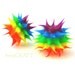 Rainbow Rubber Beads, Spiky, Colorful, Funky - 5pc - Small 6mm