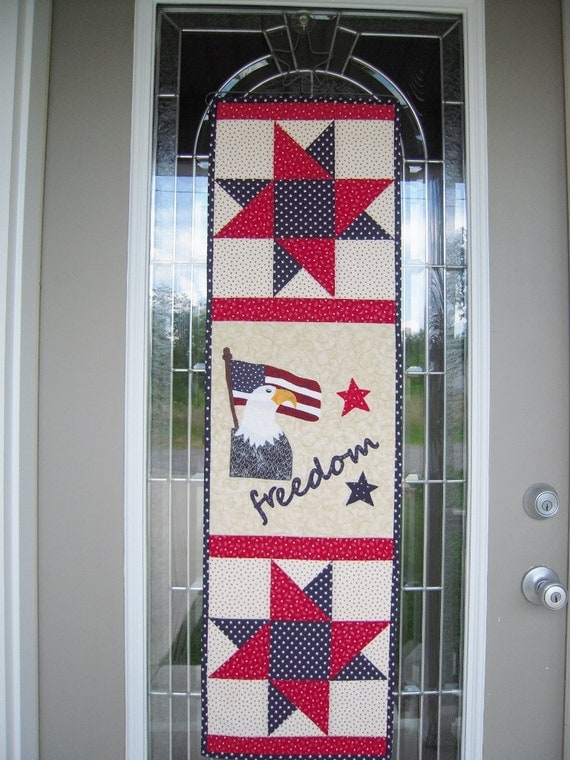 Quilted Wall Hanging Door Banner Quilt FREEDOM Eagle 4th