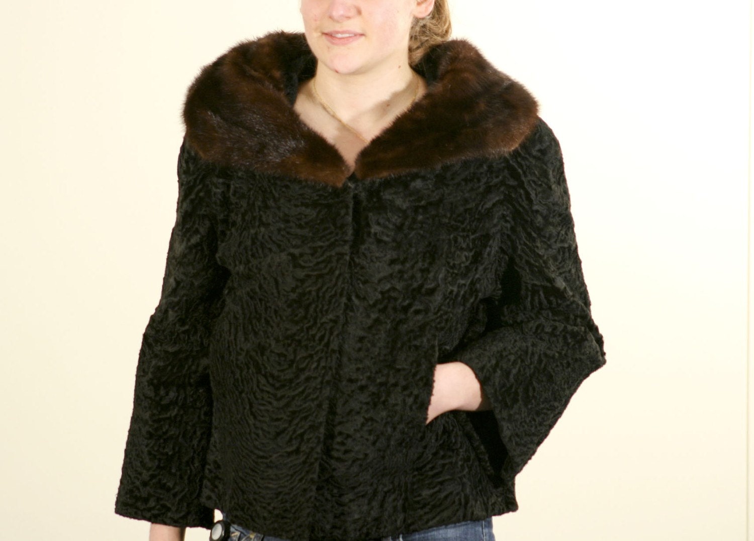 50's Black Persian Lamb Fur Coat