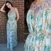 60s Vintage Rainbow Crochet Boho Maxi Dress (XS, S)