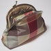 Check Clutch Coin Purse Wallet Burgundy Red Ivory Cream Silk Purple Grey Kiss Lock Squares