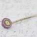 FREE SHIPPING: Silver hair pin with purple-green paper spiral, girls hair clip