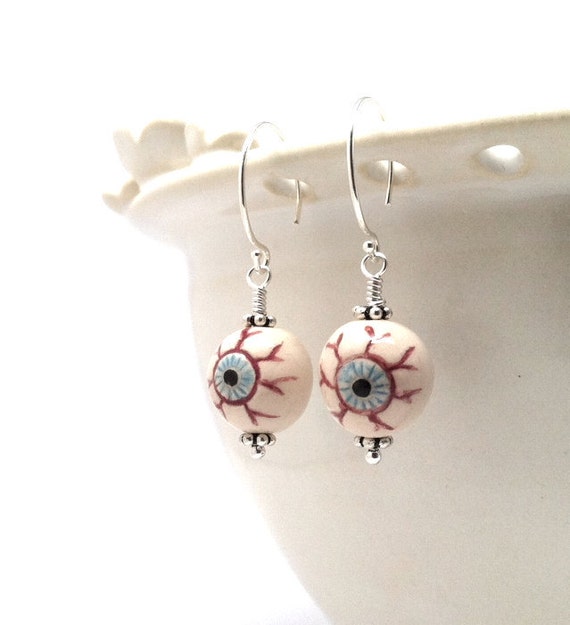 Eyeball Earrings Halloween Jewelry Eyeball Jewelry Sterling