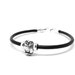 Owl Bracelet, Black Leather, Sterling Silver Jewelry