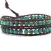 Wrap Bracelet, Turquoise, Double, Brown Leather