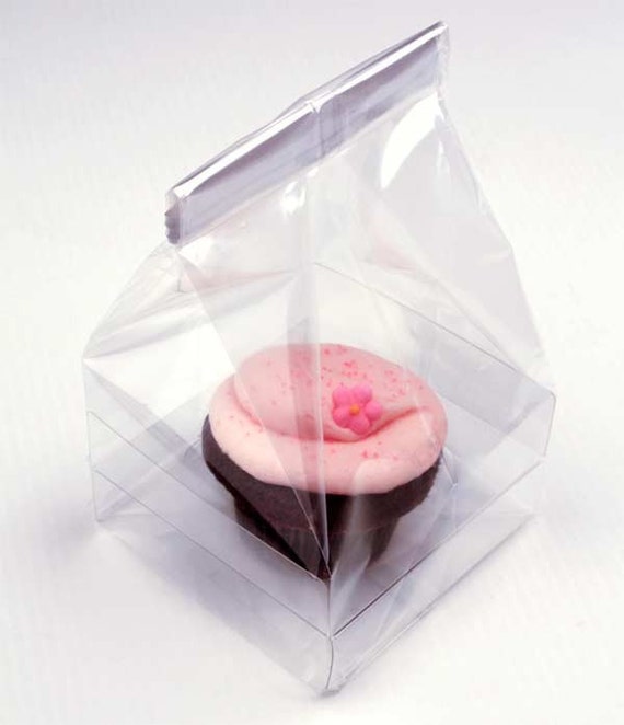 6 Clear plastic Cupcake bag with insert. by on Etsy
