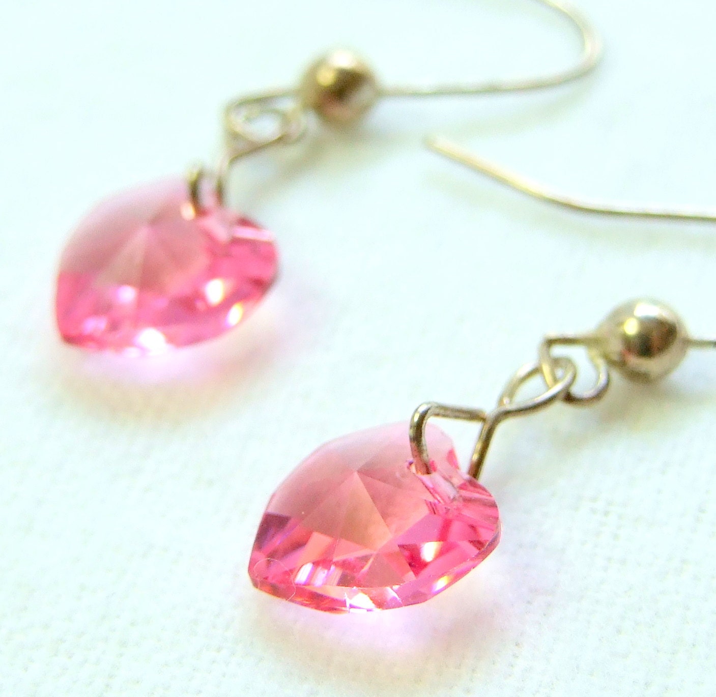 Sweetheart Pink Swarovski Crystal Heart Earrings