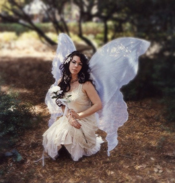 White  WINGS adult dress  up FAIRY  Huge Costume up dress Moonbeam xl wedding fairy goddess OPAL