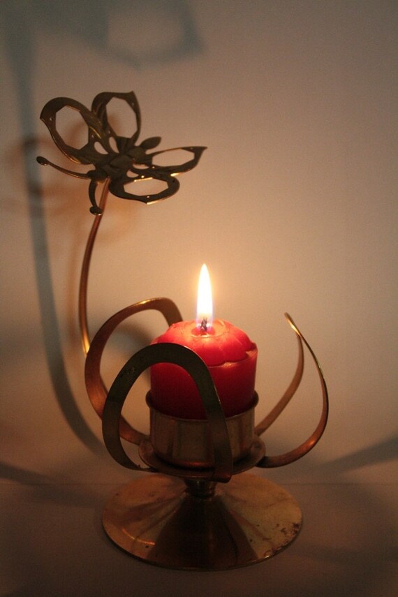 Items similar to Brass Butterfly Moving Candle Holder on Etsy