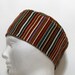 Flannel Scrub Hat or Chemo Hat in Manly Rusts and Teal Stripes