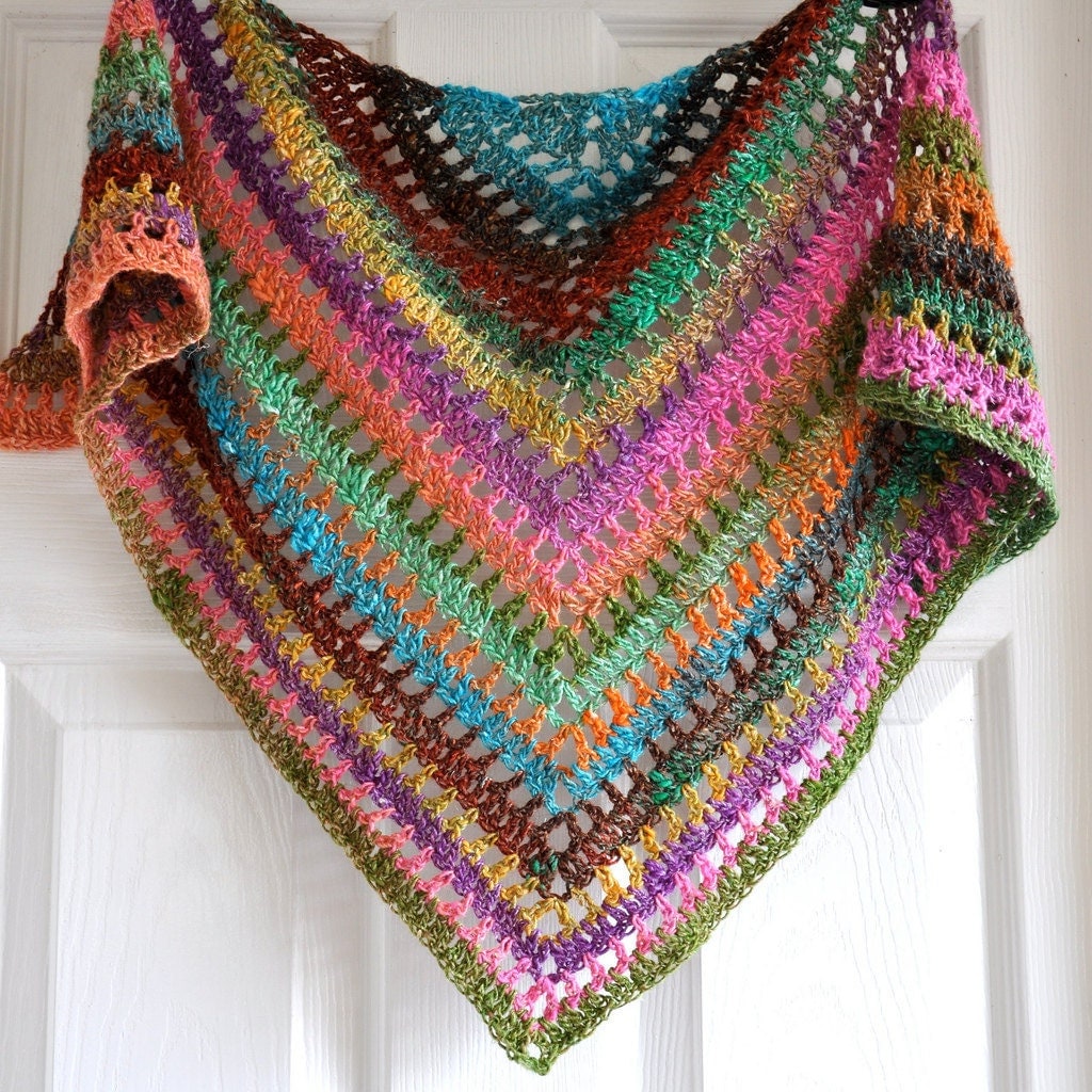 Triangular Crochet Shawl In Gypsy Style MADE TO ORDER
