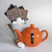 Tea Set - Sugar Cube Skulls, Orange Tea Pot, Tea Cup and Tea