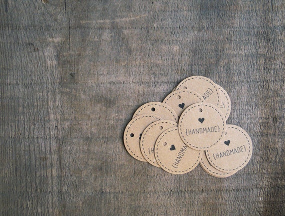 Items similar to 1.5&quot; Round HANDMADE Tags - 15 Tags in KRAFT paper cardstock on Etsy