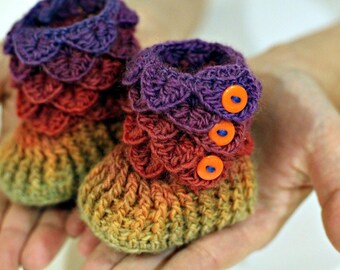 CROCHET PATTERN: Dragon Crocodile Stitch Booties (Baby Sizes) - Permission to Sell Finished Product
