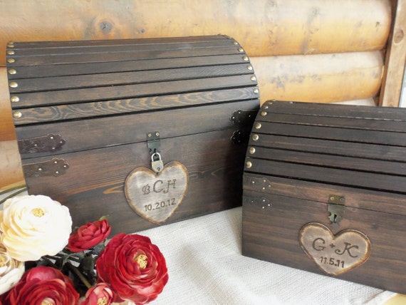 Wedding Card Box Med Size Rustic Wood Chest with by GoRustic