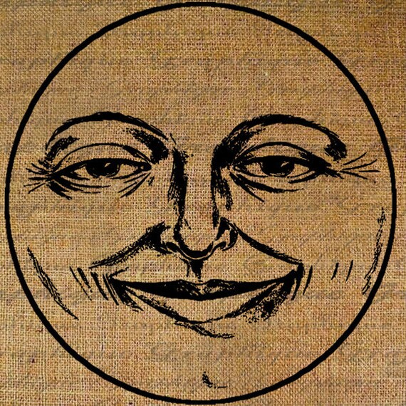 Digital Collage Sheet Smiling Moon Face Man In The by Graphique