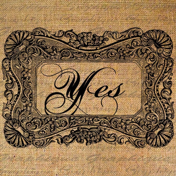 Items similar to YES text in FANCY Ornate FRAME Digital Collage Sheet
