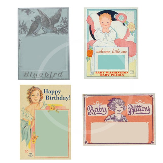 Items similar to Digital Download Vintage Button Cards Printable PDF