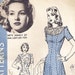 1940s Hollywood Vintage Sewing Pattern 830 Betty Grable Dress Bust Size 36