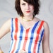 vintage 90's GRUNGE USA red white and blue striped cropped tuxedo tank top women's patriotic summer