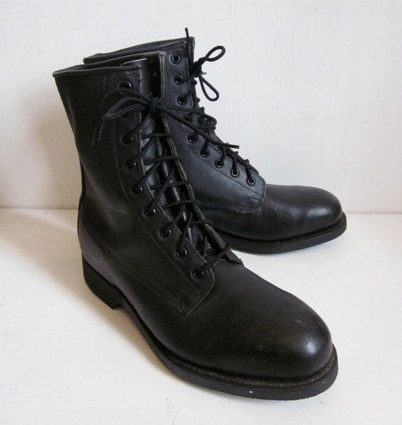 SALE vintage Addison Shoe Company black leather lace up combat