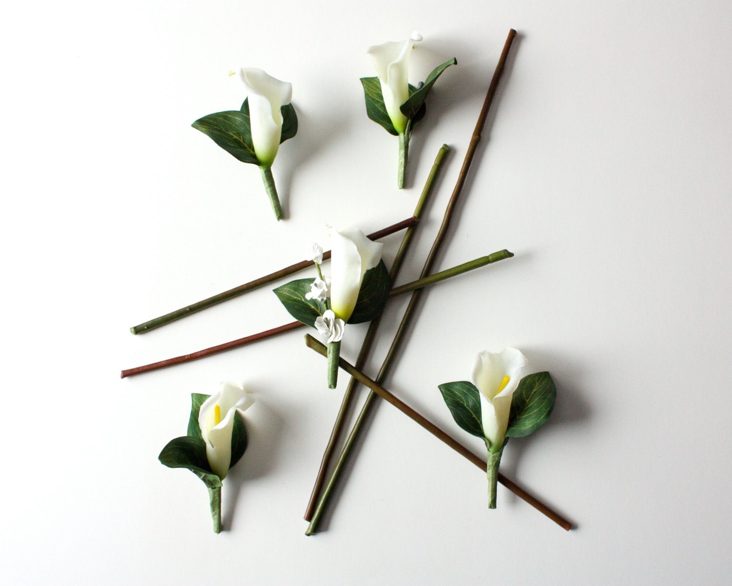 5 Calla Lily Boutonnieres White Real Touch Calla LIlies Set Of   Il Fullxfull.329660353 